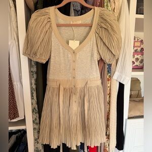 Ulla Johnson Beige Pleated Dress